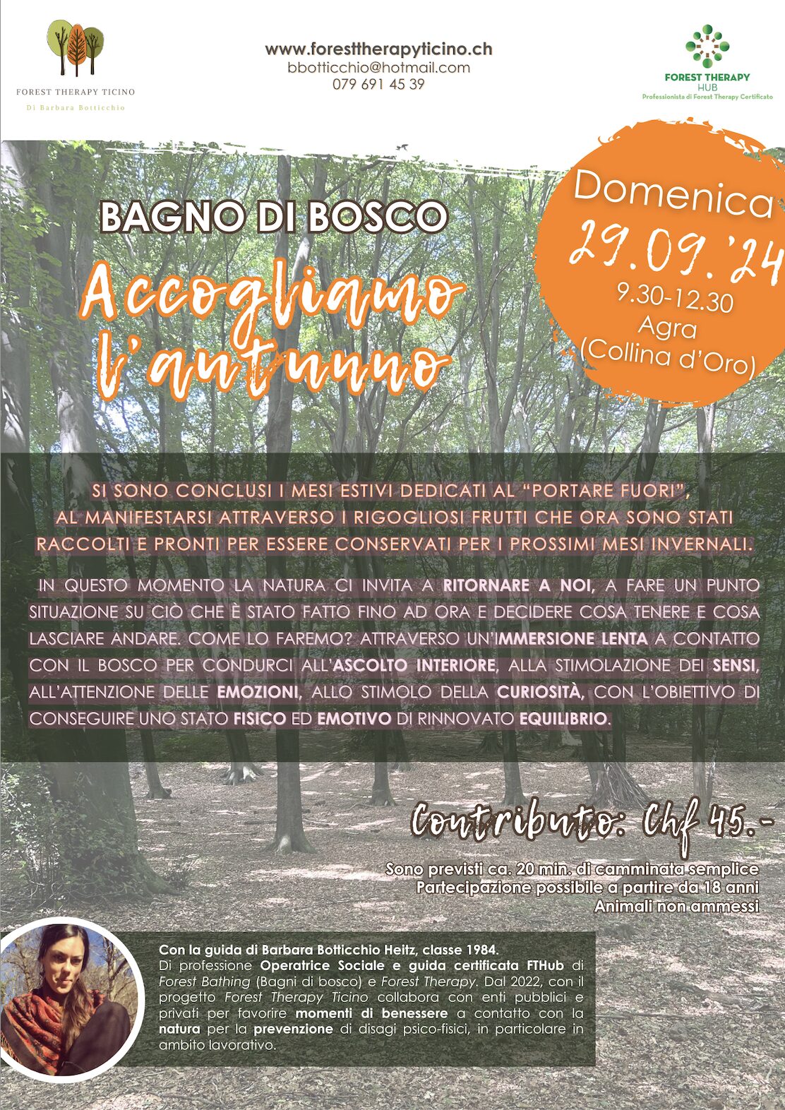 Bagno di bosco "Accogliamo l'autunno" con Barbara Botticchio, guida certificata FTHub di Bagni di Bosco e Forest Therapy